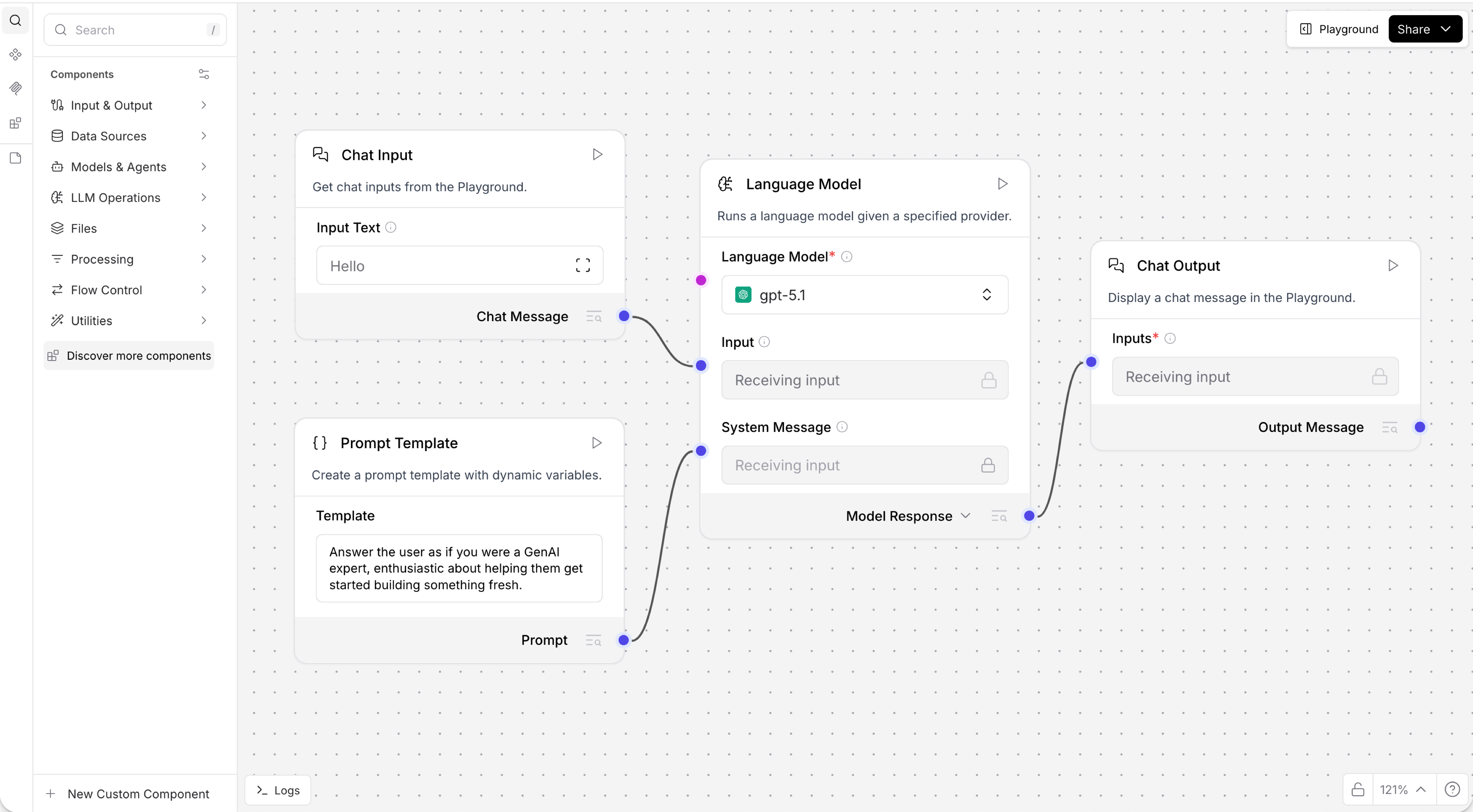 A flow in the Lighthouse visual editor